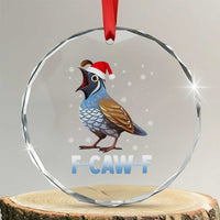 Funny F Caw F Quail Christmas Crystal Glass Ornament Cartoon Quail Bird Santa Hat Poultry Humor - Wonder Print Shop