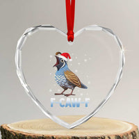 Funny F Caw F Quail Christmas Heart Crystal Glass Ornament Cartoon Quail Bird Santa Hat Poultry Humor - Wonder Print Shop