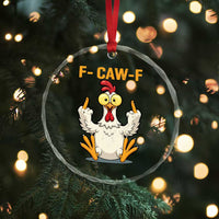 Funny F Caw F Sarcastic Chicken Meme Crystal Glass Ornament Middle Finger Offensive Humor - Wonder Print Shop