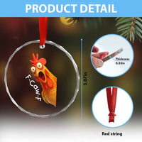 Funny F Caw F Surprise Chicken Meme Crystal Glass Ornament Hilarious Shocked Bird Graphic for Comedy Lovers - Wonder Print Shop