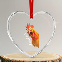 Funny F Caw F Surprise Chicken Meme Heart Crystal Glass Ornament Hilarious Shocked Bird Graphic for Comedy Lovers - Wonder Print Shop