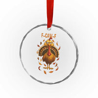 Funny F Caw F Turkey Meme Thanksgiving Graphic Crystal Glass Ornament Funny Fowl Mood Humor - Wonder Print Shop