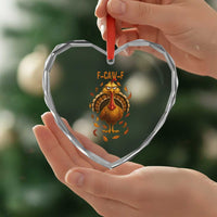 Funny F Caw F Turkey Meme Thanksgiving Graphic Heart Crystal Glass Ornament Funny Fowl Mood Humor - Wonder Print Shop