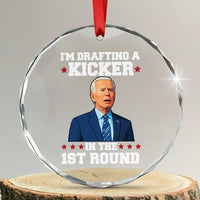 Funny Fantasy Football Crystal Glass Ornament Joe Biden Confused Drafting Kicker Draft Party - Wonder Print Shop