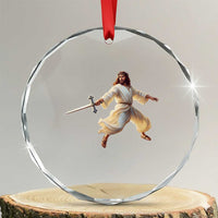 Funny Fencing Jesus Crystal Glass Ornament Combat Sport Christan Lover TS14