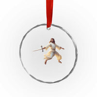 Funny Fencing Jesus Crystal Glass Ornament Combat Sport Christan Lover TS14