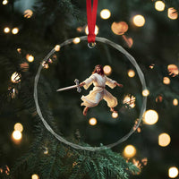 Funny Fencing Jesus Crystal Glass Ornament Combat Sport Christan Lover TS14