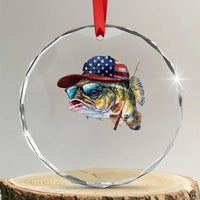 Funny Fishing American Flag Crystal Glass Ornament Patriotic Fisherman Family Gift TS10