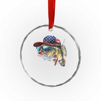 Funny Fishing American Flag Crystal Glass Ornament Patriotic Fisherman Family Gift - Wonder Print Shop