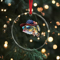 Funny Fishing American Flag Crystal Glass Ornament Patriotic Fisherman Family Gift TS10
