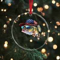 Funny Fishing American Flag Crystal Glass Ornament Patriotic Fisherman Family Gift - Wonder Print Shop