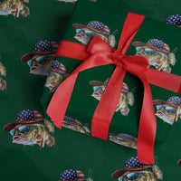 Funny Fishing American Flag Wrapping Paper Roll Patriotic Fisherman Family Gift - Wonder Print Shop