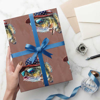 Funny Fishing American Flag Wrapping Paper Roll Patriotic Fisherman Family Gift - Wonder Print Shop
