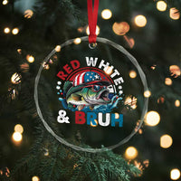 Funny Fishing Crystal Glass Ornament Red White Bruh Fisherman Gift American Flag - Wonder Print Shop