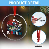 Funny Fishing Crystal Glass Ornament Red White Bruh Fisherman Gift American Flag - Wonder Print Shop