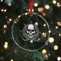 Funny Fishing Lover Crystal Glass Ornament Pirate Skull Fishing Hook Compass - Wonder Print Shop