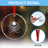 Funny Fishing Lover Crystal Glass Ornament Pirate Skull Fishing Hook Compass - Wonder Print Shop