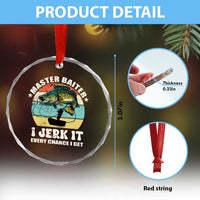Funny Fishing Master-Baiter Crystal Glass Ornament Kayak Fishing Dad Grandpa Bass Fish Adult Humor - Wonder Print Shop