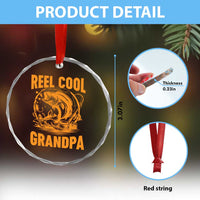 Funny Fishing Vintage Reel Cool Grandpa Crystal Glass Ornament - Wonder Print Shop