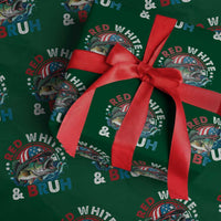 Funny Fishing Wrapping Paper Roll Red White Bruh Fisherman Gift American Flag - Wonder Print Shop