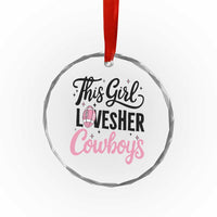 Funny Football Fan Gift Crystal Glass Ornament This Girl Loves Her Cowboys - Wonder Print Shop