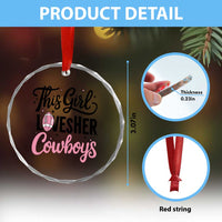 Funny Football Fan Gift Crystal Glass Ornament This Girl Loves Her Cowboys - Wonder Print Shop