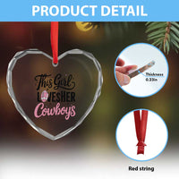 Funny Football Fan Gift Heart Crystal Glass Ornament This Girl Loves Her Cowboys - Wonder Print Shop