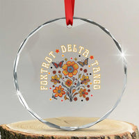 Funny Foxtrot Delta Tango Crystal Glass Ornament Vintage Floral Retro Groovy - Wonder Print Shop