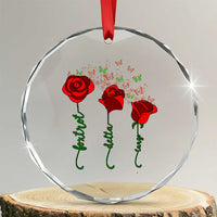 Funny Foxtrot Delta Tango Crystal Glass Ornament Vintage Rose Flowers Butterfly - Wonder Print Shop