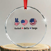 Funny Foxtrots Delta Tangos Crystal Glass Ornament American Flag Peace Sign Heart Sunflower TS02