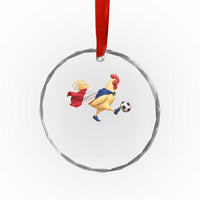 Funny France Soccer Crystal Glass Ornament Rooster Wearing French Flag Patriotic Football Fan Graphic