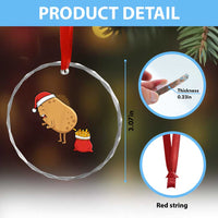 Funny French Fries Christmas Crystal Glass Ornament Potato Food Eaters - Wonder Print Shop