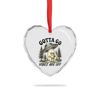 Funny Frog Alien Abduction Heart Crystal Glass Ornament Gotta Go Vibes Are Off UFO Forest