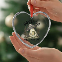 Funny Frog Alien Abduction Heart Crystal Glass Ornament Gotta Go Vibes Are Off UFO Forest