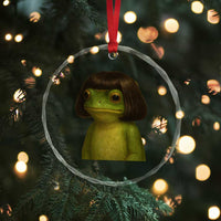 Funny Frog Bob Haircut Meme Crystal Glass Ornament Silly Toad Trends - Wonder Print Shop