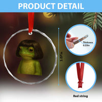 Funny Frog Bob Haircut Meme Crystal Glass Ornament Silly Toad Trends - Wonder Print Shop