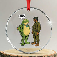 Funny Frog Bruh Resist Meme Crystal Glass Ornament Free Portland Oregon Political Satire TS02