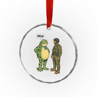 Funny Frog Bruh Resist Meme Crystal Glass Ornament Free Portland Oregon Political Satire TS02