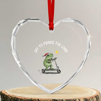 Funny Frog Christian Heart Crystal Glass Ornament Off To Praise The Lord - Wonder Print Shop