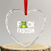Funny Frog Fck Fascism Heart Crystal Glass Ornament Resist Protest Human Rights - Wonder Print Shop
