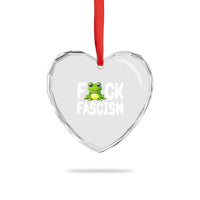 Funny Frog Fck Fascism Heart Crystal Glass Ornament Resist Protest Human Rights - Wonder Print Shop