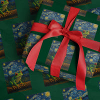 Funny Frog Wrapping Paper Roll Van Gogh Style Starry Night - Wonder Print Shop