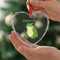 Funny Frogtifa Heart Crystal Glass Ornament Resist Frog Protest Against Fascism - Wonder Print Shop