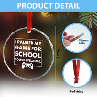 Funny Gamer Back to School Crystal Glass Ornament Funny Boys Video Gaming TS10