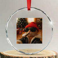Funny Gangster Cats Christmas Crystal Glass Ornament Smoking Kitten Meme TS14