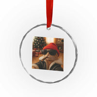 Funny Gangster Cats Christmas Crystal Glass Ornament Smoking Kitten Meme TS14