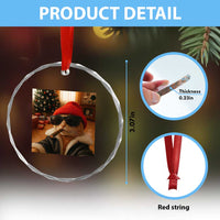 Funny Gangster Cats Christmas Crystal Glass Ornament Smoking Kitten Meme TS14