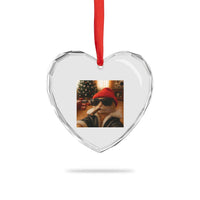 Funny Gangster Cats Christmas Heart Crystal Glass Ornament Smoking Kitten Meme - Wonder Print Shop