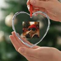 Funny Gangster Cats Christmas Heart Crystal Glass Ornament Smoking Kitten Meme - Wonder Print Shop