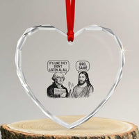 Funny George Washington and Jesus Satire Heart Crystal Glass Ornament Political Commentary Founding Fathers and Faith